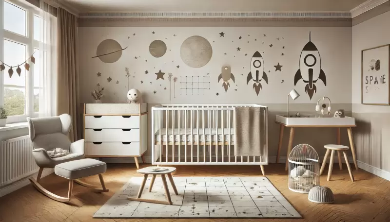 Imagem Quarto de Bebê Astronauta: Espaço e Planetas Simples