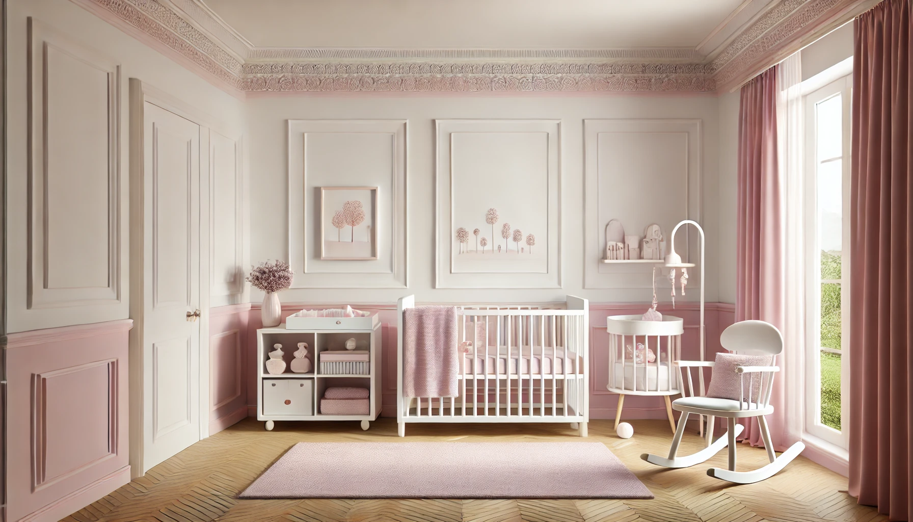 Imagem Quarto de Bebê Menina com Boiserie: Dicas de Decoração